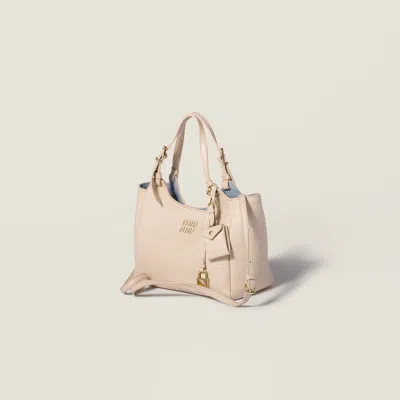 Miu Miu Leather Handbag In Neutral
