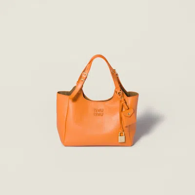 Miu Miu Leather Handbag In Orange