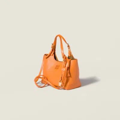 Miu Miu Leather Handbag In Orange