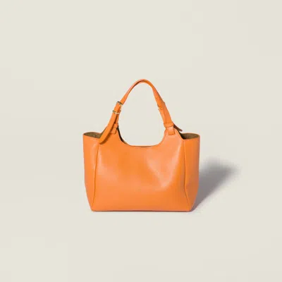 Miu Miu Leather Handbag In Orange