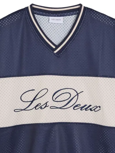 Les Deux Bronson Logo-embroidered Perforated Mesh T-shirt In Brown