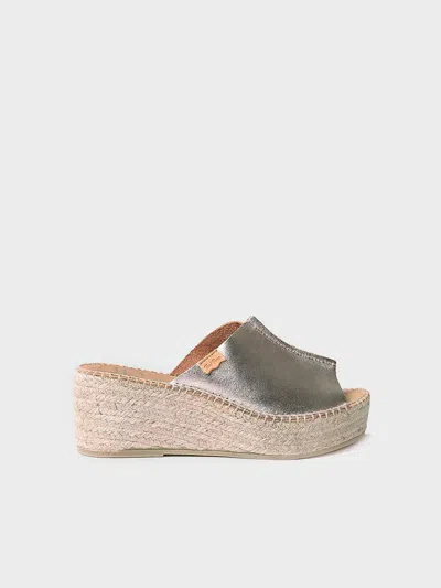 Toni Pons Slingback Leather Espadrilles In Silver