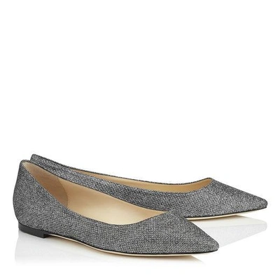 ROMY FLAT Anthracite Lamé Glitter Fabric Pointy Toe Flats
