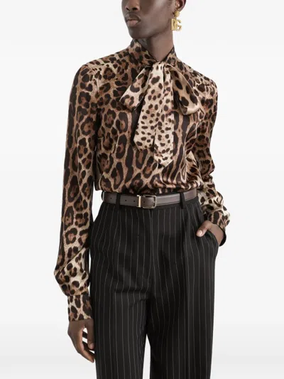 Dolce & Gabbana Leopard-print Blouse In Multi