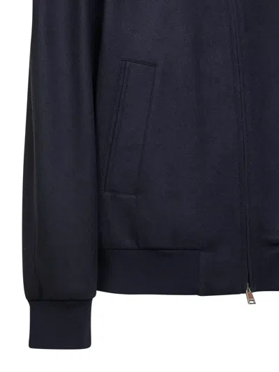Fendi Embossed Patch Zip Jacket In Blue
