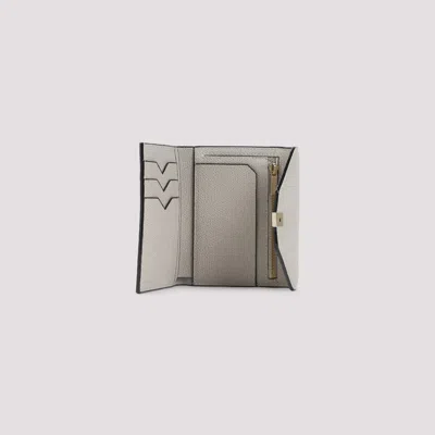 Valextra Iside Interlocking Leather Wallet In Gray