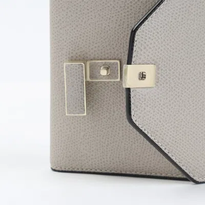 Valextra Iside Interlocking Leather Wallet In Gray