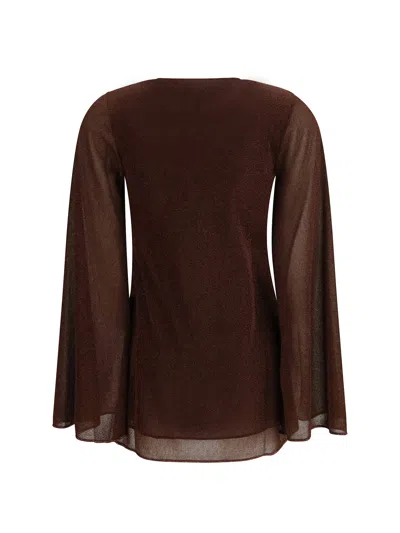 Oseree Lumiere O-kaftan Mini Dress In Brown