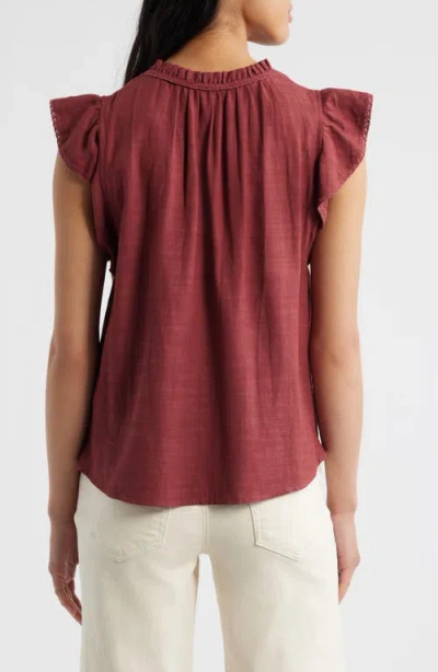 Wit & Wisdom Flutter Sleeve Top In Brown