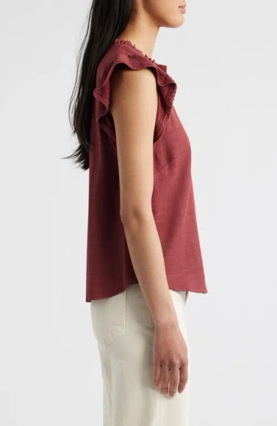 Wit & Wisdom Flutter Sleeve Top In Brown