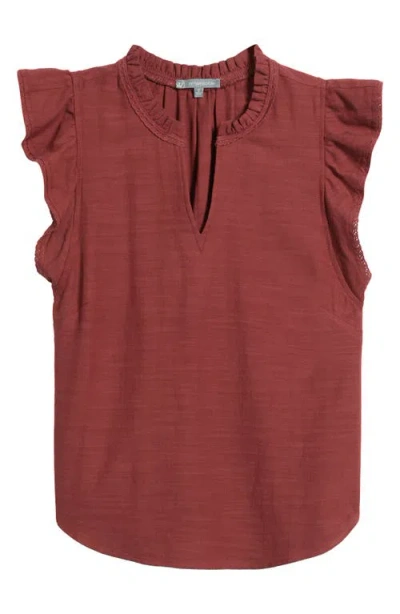 Wit & Wisdom Flutter Sleeve Top In Brown
