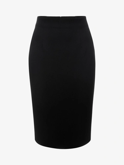 Shop Alexander Mcqueen Leaf Crepe Skirt In Black