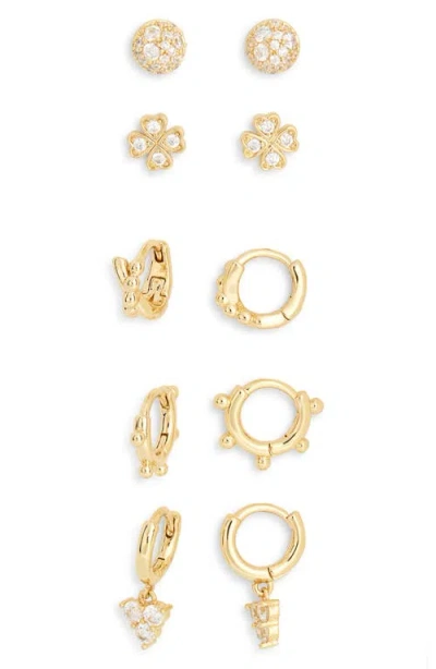 Leith 5-pack Assorted Stud & Huggie Hoop Earrings In Gold