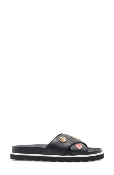 Karl Lagerfeld Paris Embellished Crossover Strap Sandal In Black