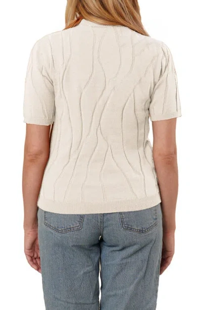 Cyrus Intarsia Short Sleeve Sweater In White