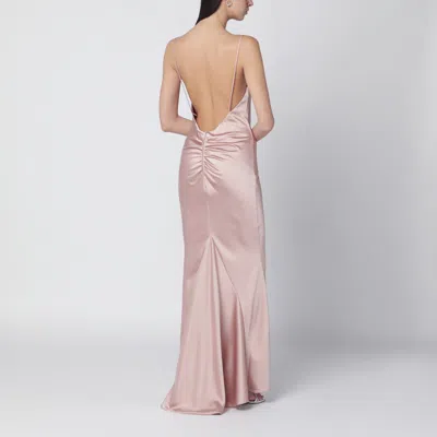 The Andamane Peony-coloured Ninfea Dress With Back Draping In Pink