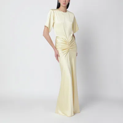 The Andamane Vanilla-coloured Iris Dress With Draping In Yellow