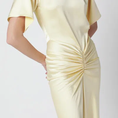 The Andamane Vanilla-coloured Iris Dress With Draping In Yellow