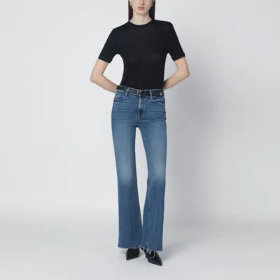 Mother Doozy Sneak Fray Flared Jeans In Blue