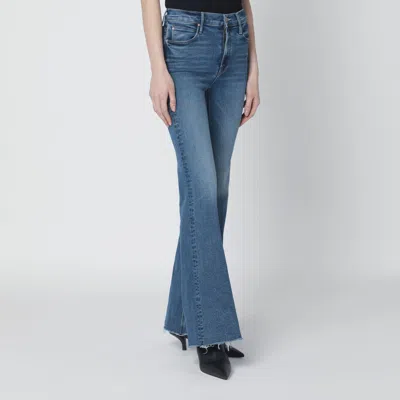 Mother Doozy Sneak Fray Flared Jeans In Blue