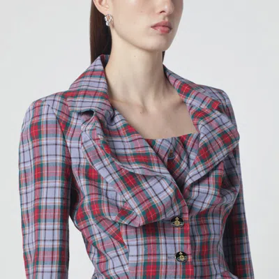 Vivienne Westwood Mens Multi Drunken Check Linen Jacket In Multi
