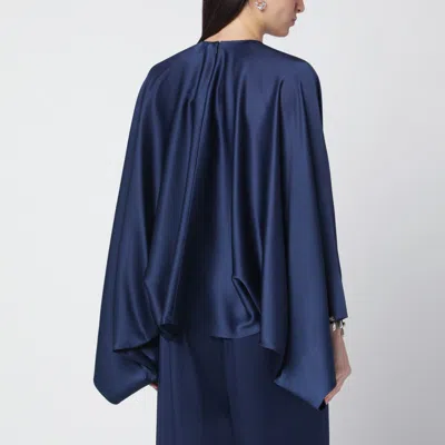 Stella Mccartney Navy Blue Envers Satin Pearl And Crystal-embellished Blouse In Blue