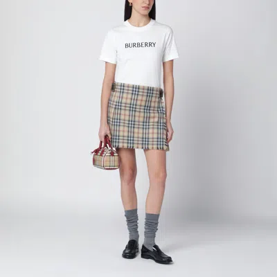 Burberry Beige Wool Mini Kilt With Check Pattern In Neutral