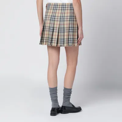 Burberry Beige Wool Mini Kilt With Check Pattern In Neutral
