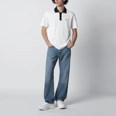 Moncler Embroidered Logo Cotton Pique Polo Shirt Clothing In White
