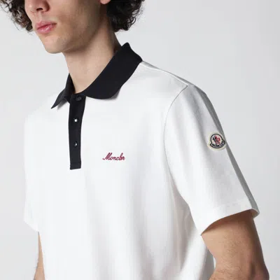 Moncler Embroidered Logo Cotton Pique Polo Shirt Clothing In White
