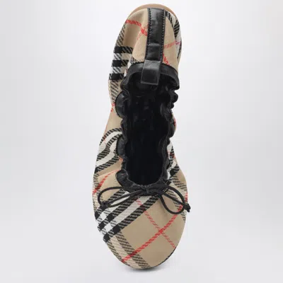 Burberry Women Fawn Ballerinas With Traditional Check Motif In Multi