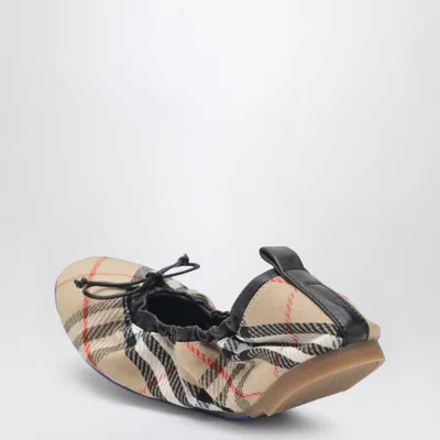 Burberry Women Fawn Ballerinas With Traditional Check Motif In Multi