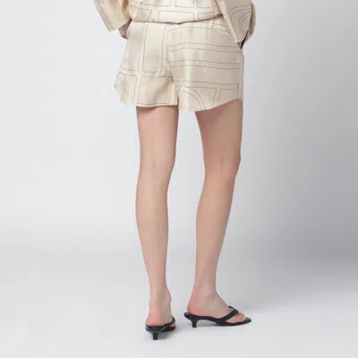 Totême Ivory Silk Monogram Shorts In Multi