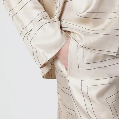 Totême Ivory Silk Monogram Shorts In Multi