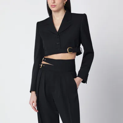 Chloé Cropped Spencer Jacket In Wool Grain De Poudre In Black