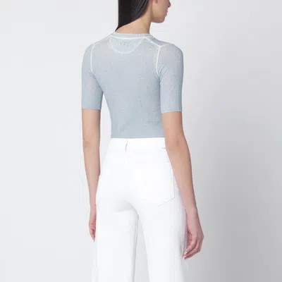 Chloé Blue-grey Wool-blend Knit Top In Blue