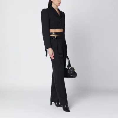 Chloé Cropped Spencer Jacket In Wool Grain De Poudre In Black