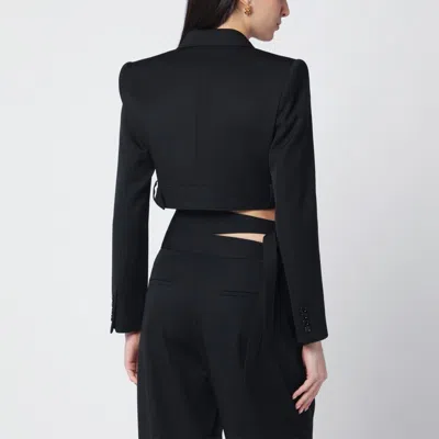 Chloé Cropped Spencer Jacket In Wool Grain De Poudre In Black