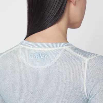 Chloé Blue-grey Wool-blend Knit Top In Blue