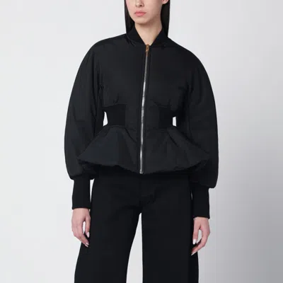 Alaïa Alaia Black Peplum Bomber Jacket In Wool Blend Women In Black