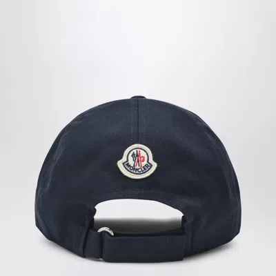 Moncler Navy Baseball Cap With Embroidered Logo In Blue