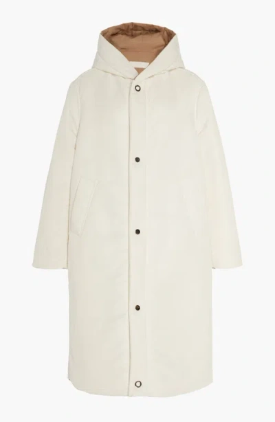 Caalo Reversible Satin Down Coat In White