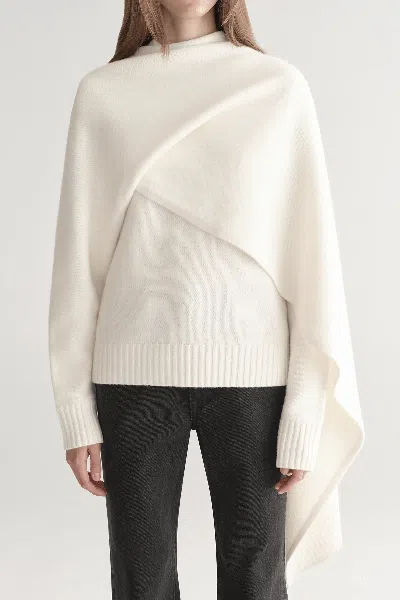 A.l.c Davin Draped Wool Sweater In Ivory In Multi