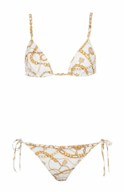 Balmain Chaînes Pattern Printed Two-piece Swimsuit In Multi