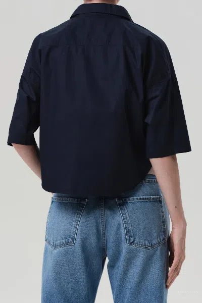 Citizen Of Humanity Frances Cropped Cape Button Up In Navy In Blue