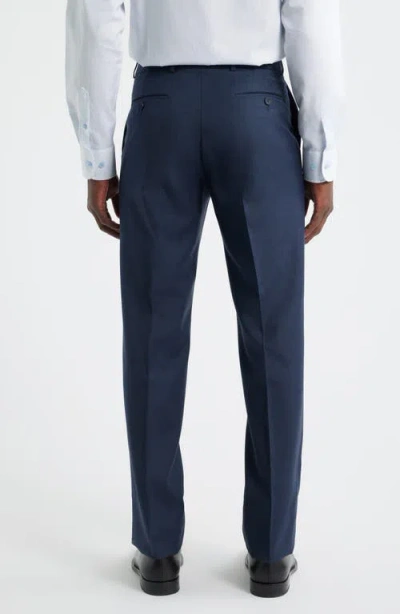Berle Flat Front Navy Super 120s Wool Dress Pants In Blue