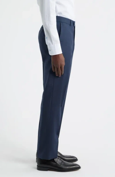Berle Flat Front Navy Super 120s Wool Dress Pants In Blue