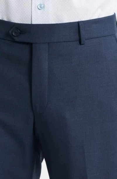 Berle Flat Front Navy Super 120s Wool Dress Pants In Blue