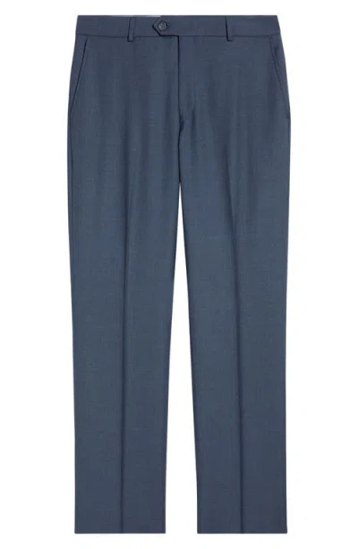 Berle Flat Front Navy Super 120s Wool Dress Pants In Blue