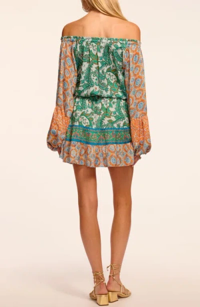 Ramy Brook Claudine Off The Shoulder Long Sleeve Minidress In Green